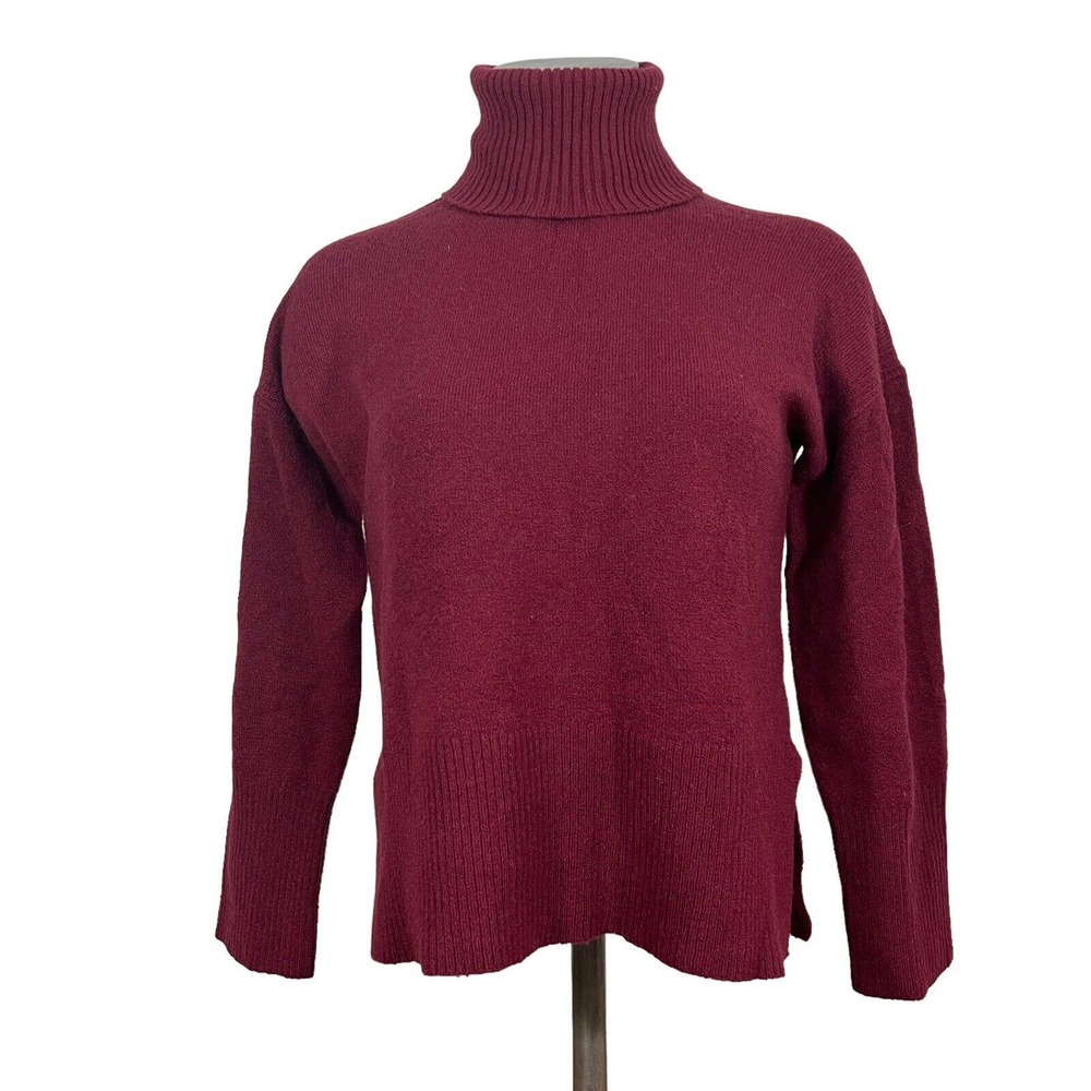 J.Crew Women's Turtleneck Sweater Long Sleeve Maroon Red Merino Wool Alpaca XXS
